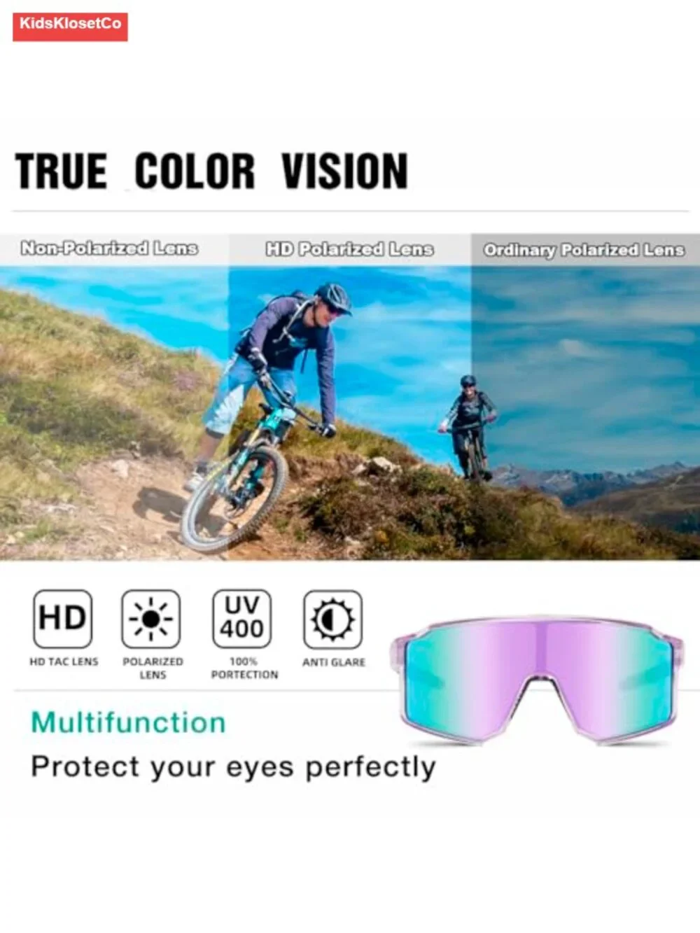 UV400 Protection Polarized Kids Sports Sunglasses for Baseball Cycling
